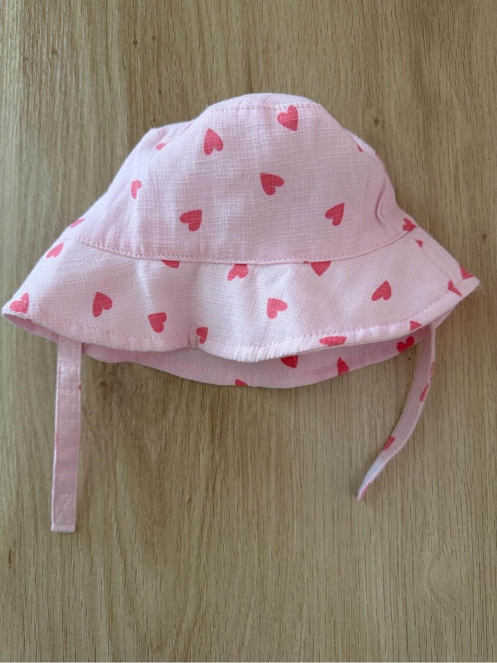 Pink Sun Hat with Dark Pink Heart Motif